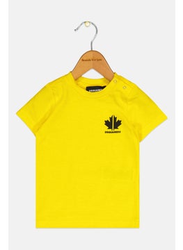 DSQUARED2 Toddlers Boy Crew Neck Short Sleeve Brand Logo T-Shirt, Yellow  - Image 1