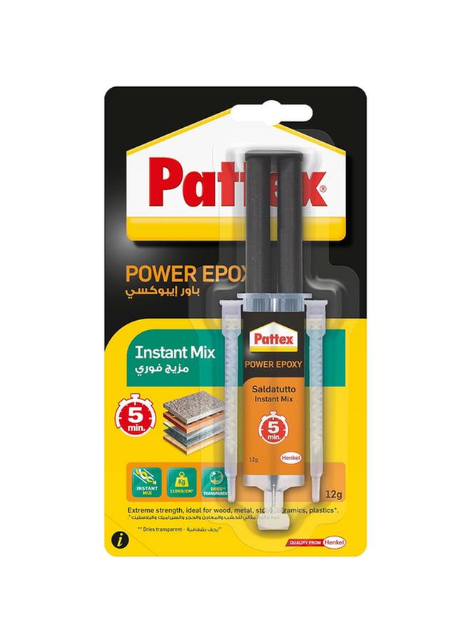 Pattex 5 Minutes Instant Mix Power Epoxy Glue Syringe Clear 12g 2753928 - Image 2