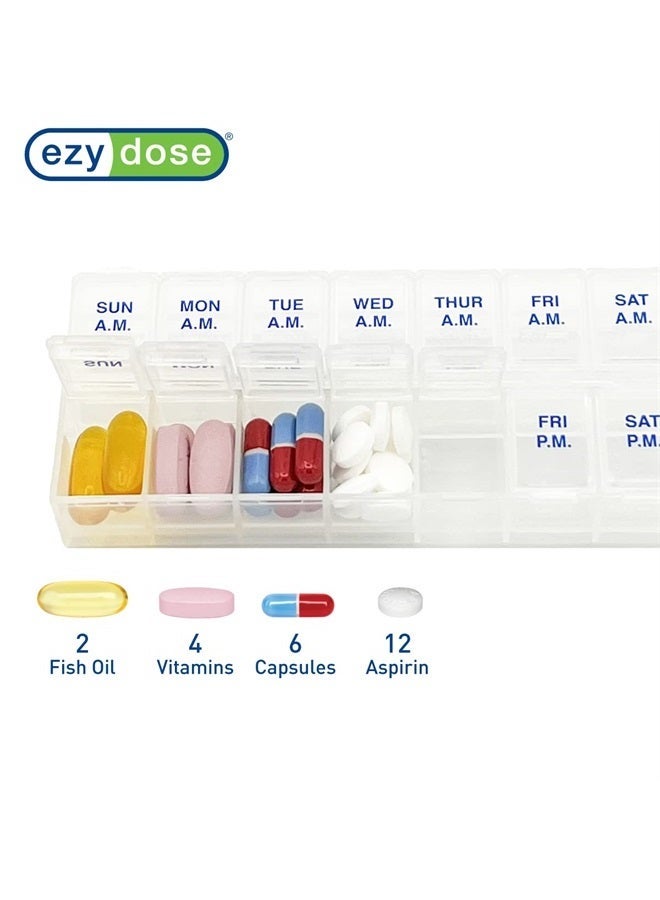 general Ezy Dose Weekly (7-Day) AM/PM Pill Organizer, Vitamin Case, and Medicine Box, Medium Compartments, 2 Times a Day, Natural - Image 2