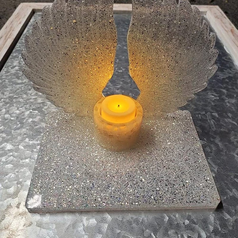 Smays Large Square & Angel Wings Silicone Mold Set - for DIY Resin Coasters, Memorial Candle Holders, Photo Frames - Image 3