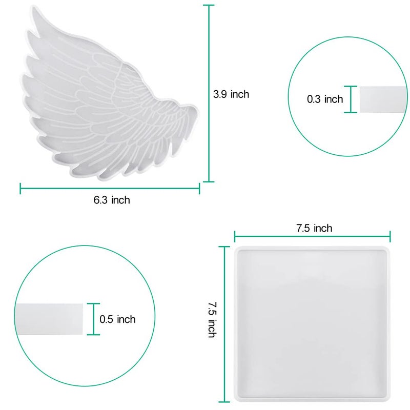 Smays Large Square & Angel Wings Silicone Mold Set - for DIY Resin Coasters, Memorial Candle Holders, Photo Frames - Image 5