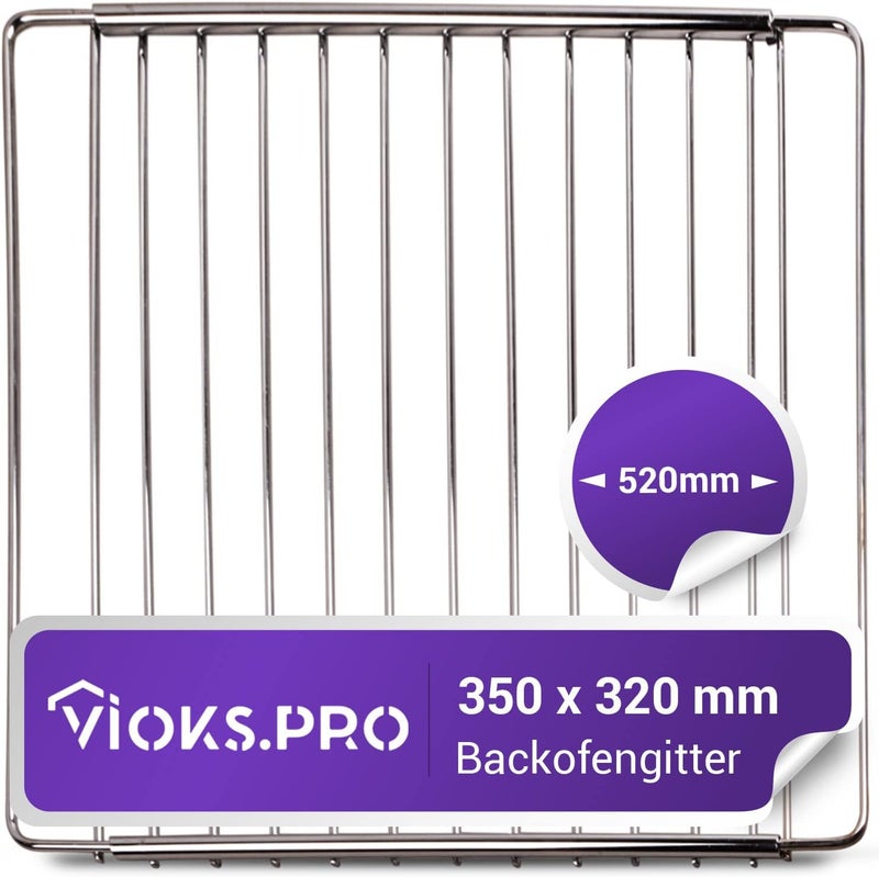 Vioks.pro رف فرن قابل للتمديد 350-520 مم × 320 مم من الفولاذ المقاوم للصدأ لرف الشواء في الفرن - Image 1