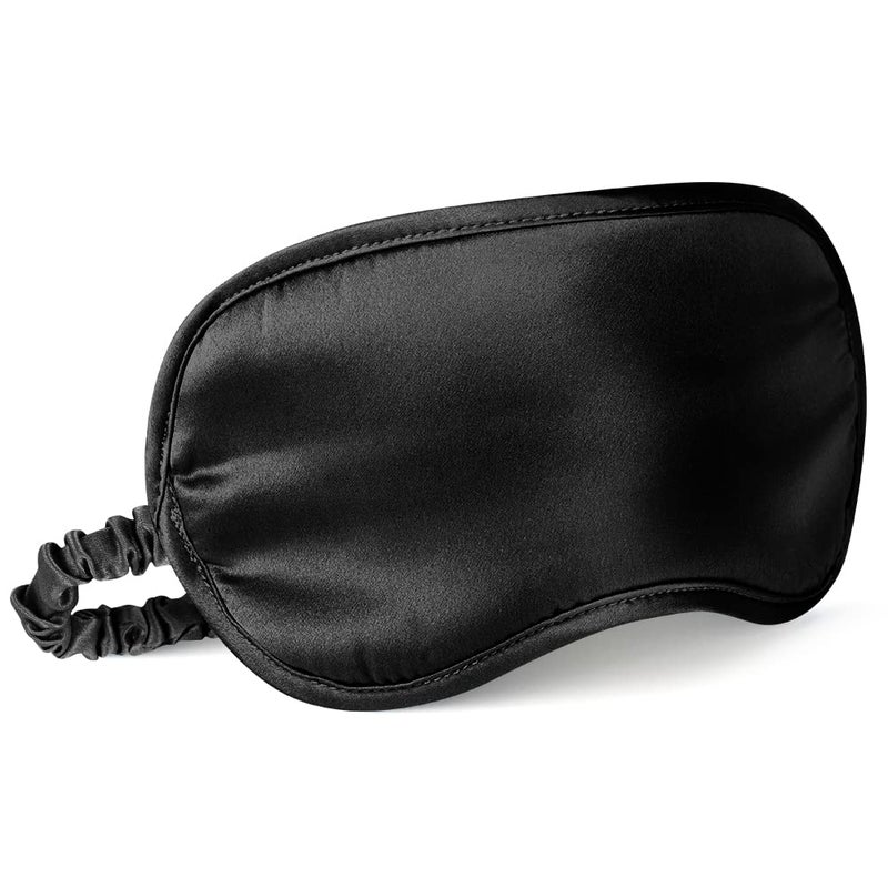 LULUSILK Mulberry Silk Sleep Eye Mask Blindfold with Elastic Strap Headband Soft Eye Cover Eyeshade for Night Sleeping Travel NapBlack Pack of 1