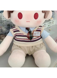 20cm Baby Clothes Two-Dimensional One-Piece 40cm Baby Clothes Cotton Clothes Love Of Light And Night Sitting Posture Changing Pajamas Skirt-Specification:40CM-Color:School Uniform Set Brown Puppy [doll Not Included]