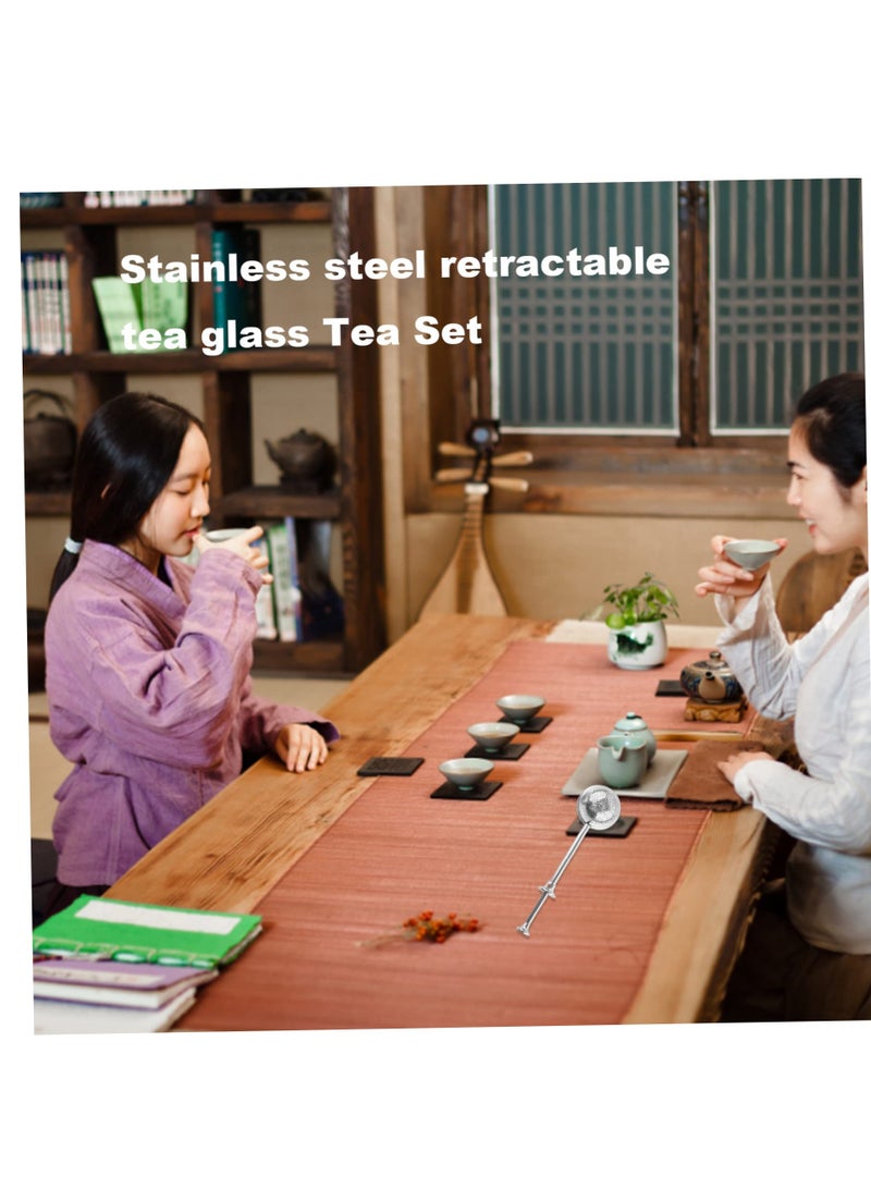 طقم مغسلة شاي من الفولاذ المقاوم للصدأ، فلتر كرة شبكية للشاي السائب، 2 عبوة، لون فضي - Image 5