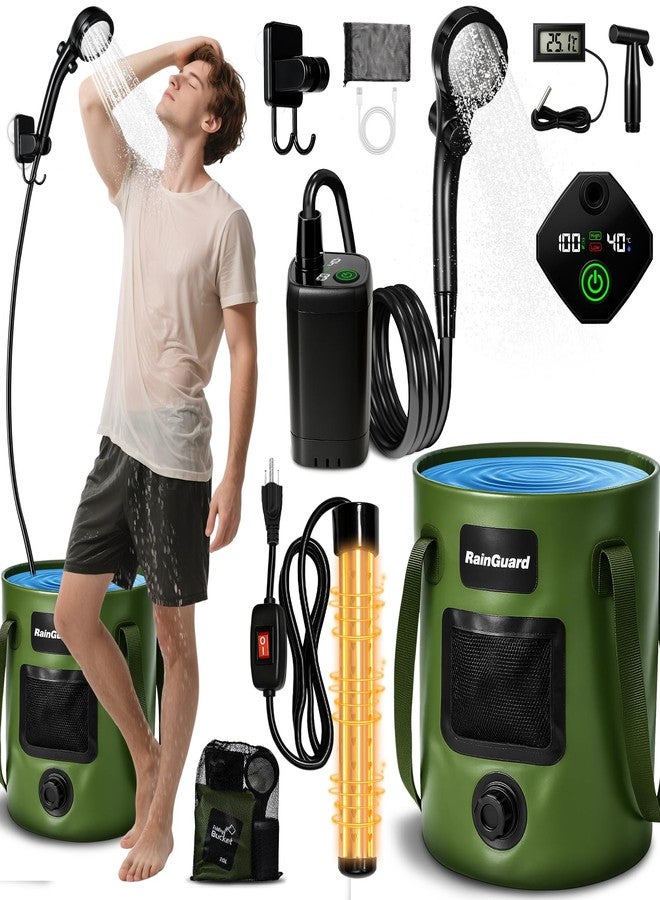 Goody King Portable Camping Shower with Heater, 6000mah Rechargeable Portable Shower Pump, Large Capacity Foldable Bucket, Filtered Shower Head, Outdoor Shower for Camping, RV, Pet Bath, Car Wash, Water Plant - Image 1