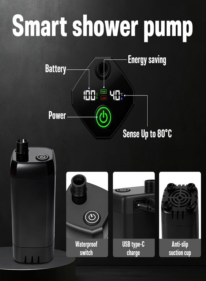 Goody King Portable Camping Shower with Heater, 6000mah Rechargeable Portable Shower Pump, Large Capacity Foldable Bucket, Filtered Shower Head, Outdoor Shower for Camping, RV, Pet Bath, Car Wash, Water Plant - Image 3