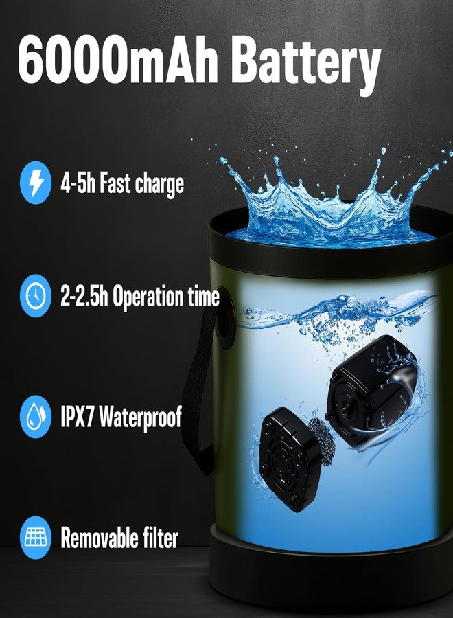 Goody King Portable Camping Shower with Heater, 6000mah Rechargeable Portable Shower Pump, Large Capacity Foldable Bucket, Filtered Shower Head, Outdoor Shower for Camping, RV, Pet Bath, Car Wash, Water Plant - Image 4