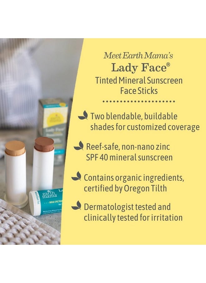 Earth Mama Earth Mama Lady Face® Tinted Mineral Sunscreen Stick, SPF 40 Medium/Dark Tint | Contains Organic Shea & Cocoa Butter | Foundation + Concealer + Contour, Blends with Most Skin Tones  - Image 5