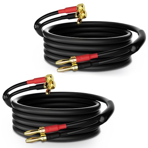HiFind Speaker Cable Wire 10 Ft/2 Pack with Gold-Plated 90 Degree Angled to Straight Banana Tip Plugs-UL CL3 Rated-Indoor&Outdoor-16 AWG Tinned Copper for Bi-Wire Bi-Amp HiFi Sound - Image 1