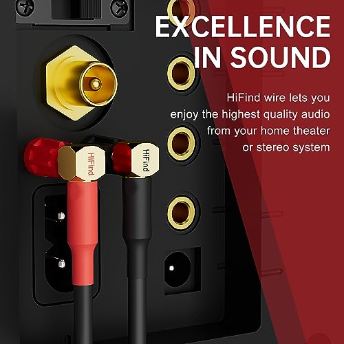 HiFind Speaker Cable Wire 10 Ft/2 Pack with Gold-Plated 90 Degree Angled to Straight Banana Tip Plugs-UL CL3 Rated-Indoor&Outdoor-16 AWG Tinned Copper for Bi-Wire Bi-Amp HiFi Sound - Image 5