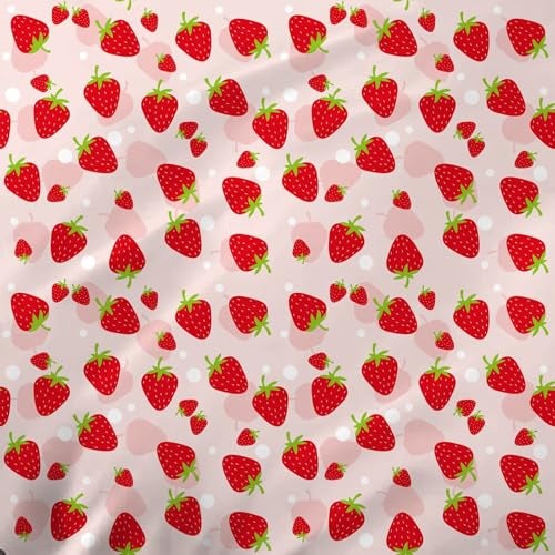 FUYEUN Pink Strawberry Sheet Set: Cute Strawberry Bedding Set Full/Queen Size for Women Girls Kids Teens Summer Fruits Bedroom Bed - 1 Flat Sheet, 1 Fitted Sheet, 2 Pillowcases - Image 3