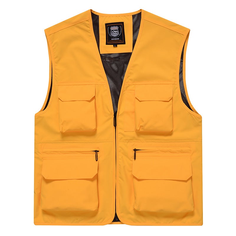 A minimum order work vest printed logo multi-pocket grid staff reflective safety vest photography vest overalls TC8811 khakis  - Image 4