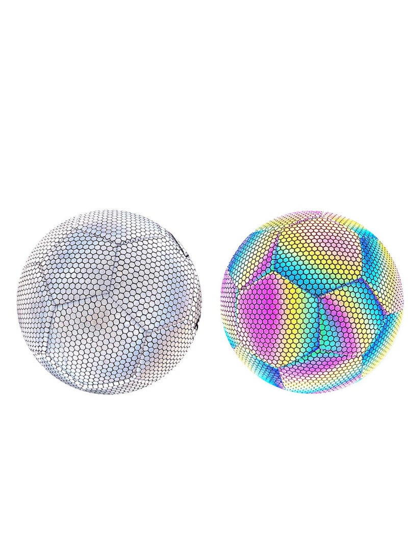 SYOSI Reflective Soccer Ball, Holographic Light-Emitting Soccer Ball Flashing Reflective Dark Toys Football for Night Games and Training Glowing Ball Lightweight Toy Gift for Boys, Children, and Men - Image 4