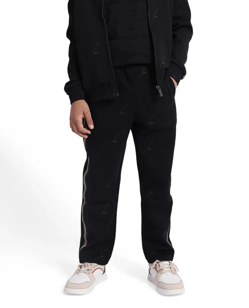 رير ونز Rare Ones Kids Jeck Black Cotton Poly Jelly Print Trackpant