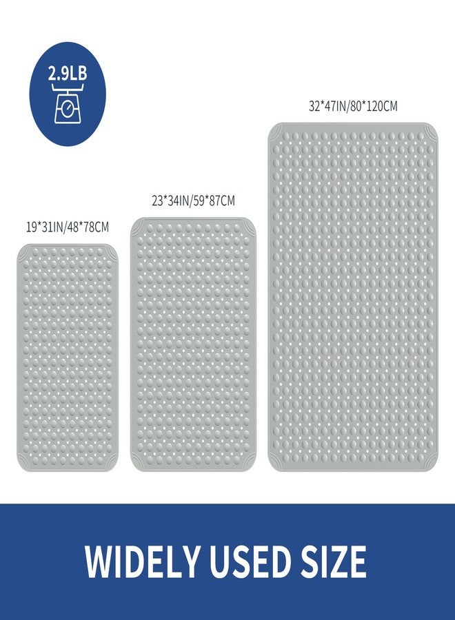 OTHWAY Large Shower Mat 34"x 23", TPE Non Slip Shower Mat for Walk in Shower Stall, Inside Shower Mats with Drain Holes Suction Cups, Anti-Slip for Elderly Kids (Dark Grey) - Image 2