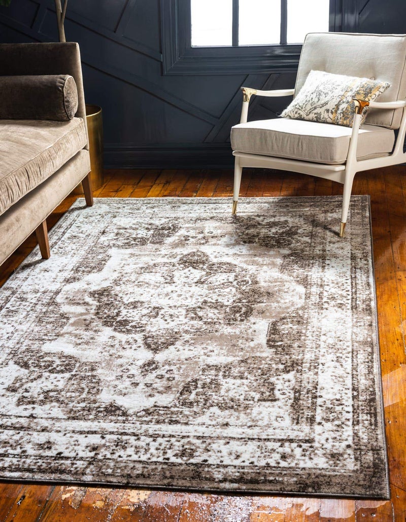 Unique Loom Sofia Collection Area Rug  Salle Garnier 5 3 x 8 Rectangle Light Brown Brown