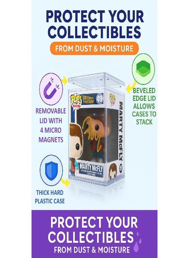 OnDisplay Premium Magnetic Hard Case for Funko Pop - 6.7"x5"x4" Clear Acrylic Stackable Display Box w/ Beveled Lid - Dust/Moisture Resistant - Micro Magnet Lock (Set of 4) - Image 2