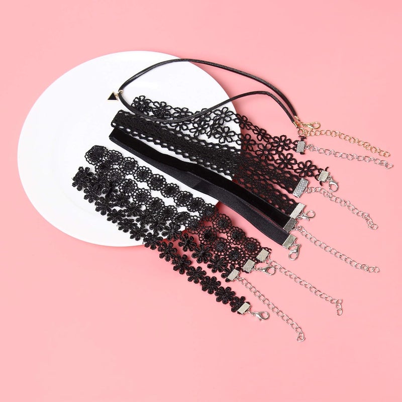Maxforever 6 PCS Necklaces Black Velvet Choker Set Classic Gothic Tattoo Lace Chokers - Image 3