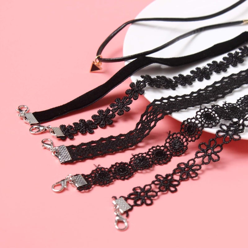 Maxforever 6 PCS Necklaces Black Velvet Choker Set Classic Gothic Tattoo Lace Chokers - Image 4