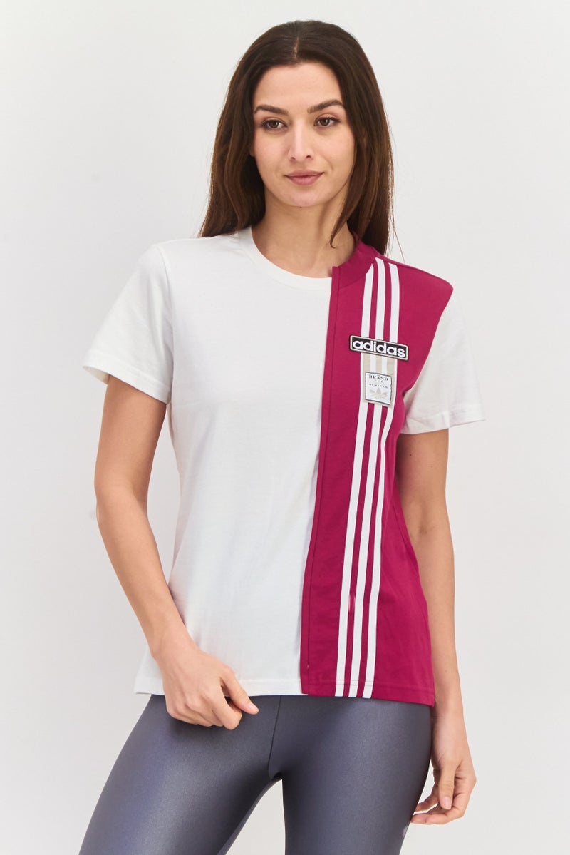 adidas Originals Women Sportswear Fit Short Sleeve Training Top, White Combo  - Image 1