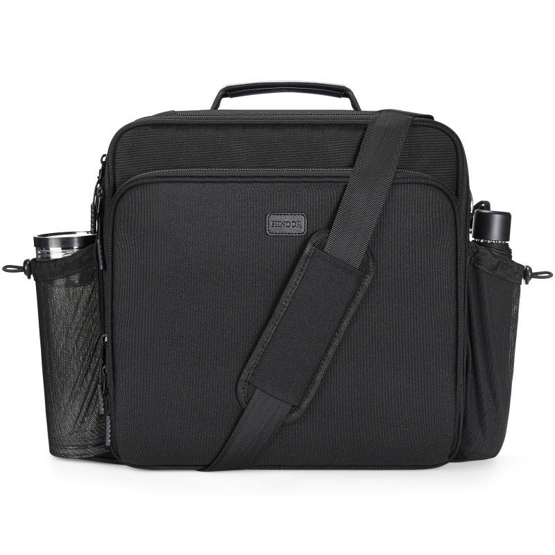 HINOOR 3 Inch 3-Ring Zipper Binder with Water Bottle Holder, D-Ring Zip Up Binder with Shoulder Strap, 700 Sheet Capacity, Compatible with 13" MacBook/Tablet, for School, Office (Black) - Image 1