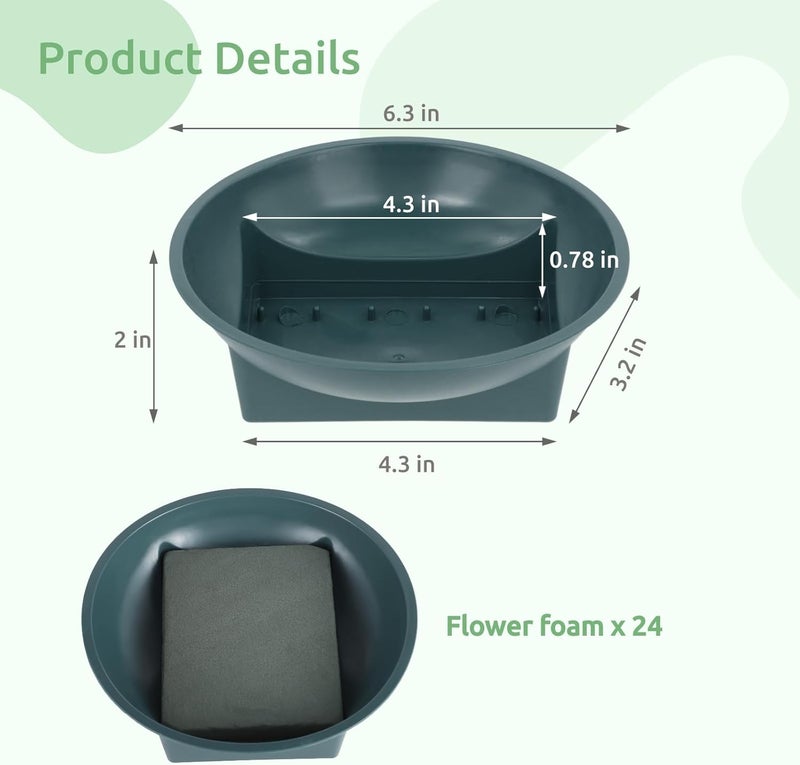 Lnrueg 24 PCS Floral Foam Supplies Green Bowls for Flower Arrangements, Large Size Round Floral Supplies, Flower Foam Bowl Kit for Christmas Party Wedding Festival - Image 5