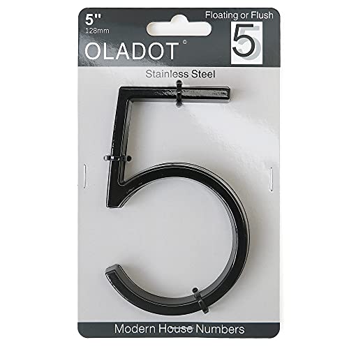 OLADOT 5" Stainless Steel Floating House Number, Metal Modern House Numbers, Mailbox Decor Number with Nail Kit, Coated Black, 911 Visibility Signage (5) - Image 2