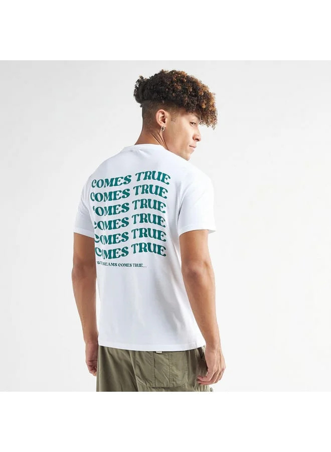 Splash FAV Slogan Print Crew Neck T-shirt with Short Sleeves