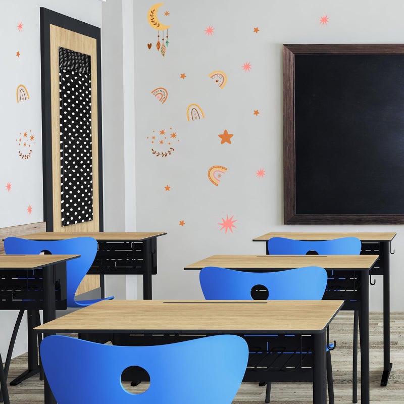 Leinuosen 2 Pcs Classroom Door Window Cover Curtains Blackout Lockdown Shades for Glass Doors Window Covering Darkening Blackout Drapes for Nursery Teacher Office Decor 8 x 36 Inches (Dots) - Image 4