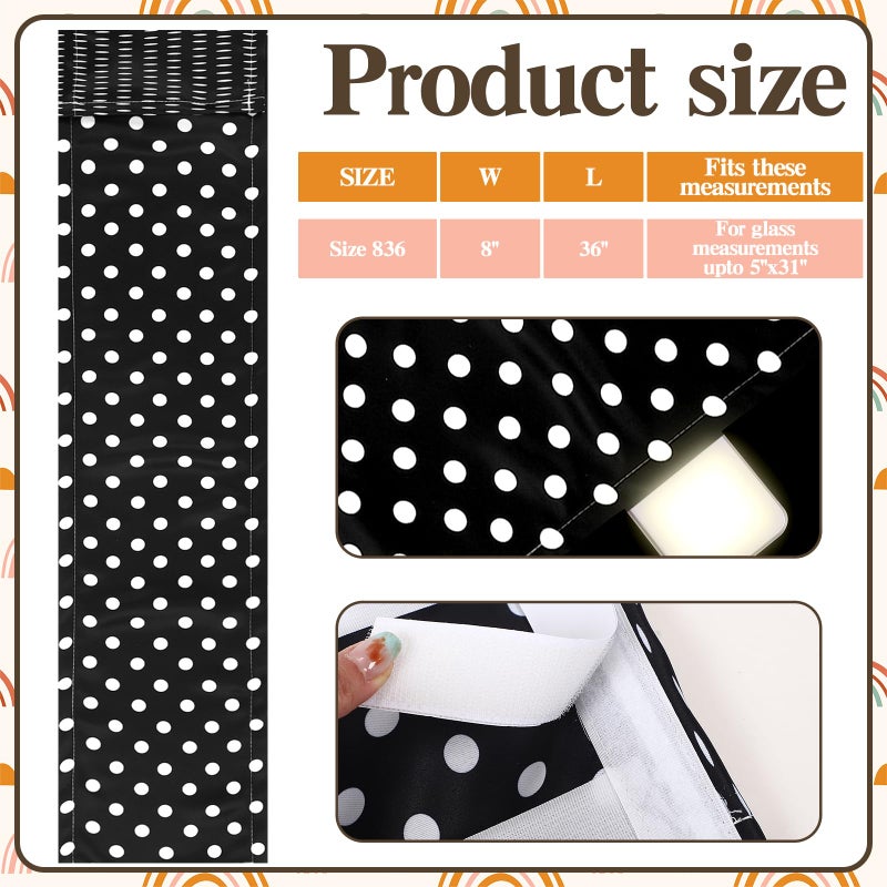 Leinuosen 2 Pcs Classroom Door Window Cover Curtains Blackout Lockdown Shades for Glass Doors Window Covering Darkening Blackout Drapes for Nursery Teacher Office Decor 8 x 36 Inches (Dots) - Image 2