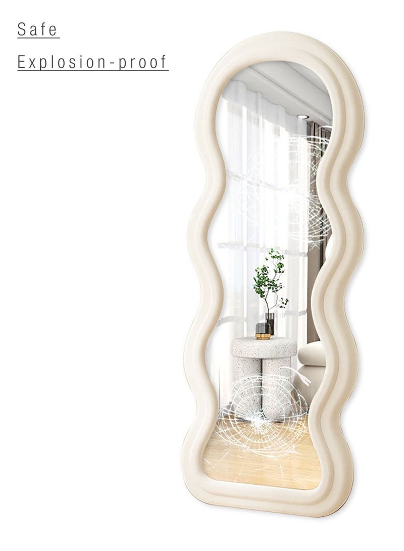 Merry Moments Big Waves Mirror Full Length Mirror Leaning Against Wall Large Irregular Bedroom Mirror Floor Mirror Dressing Mirror Wall Mounted Mirror Offwhite Colour Size 60x160cm Type A - Image 4
