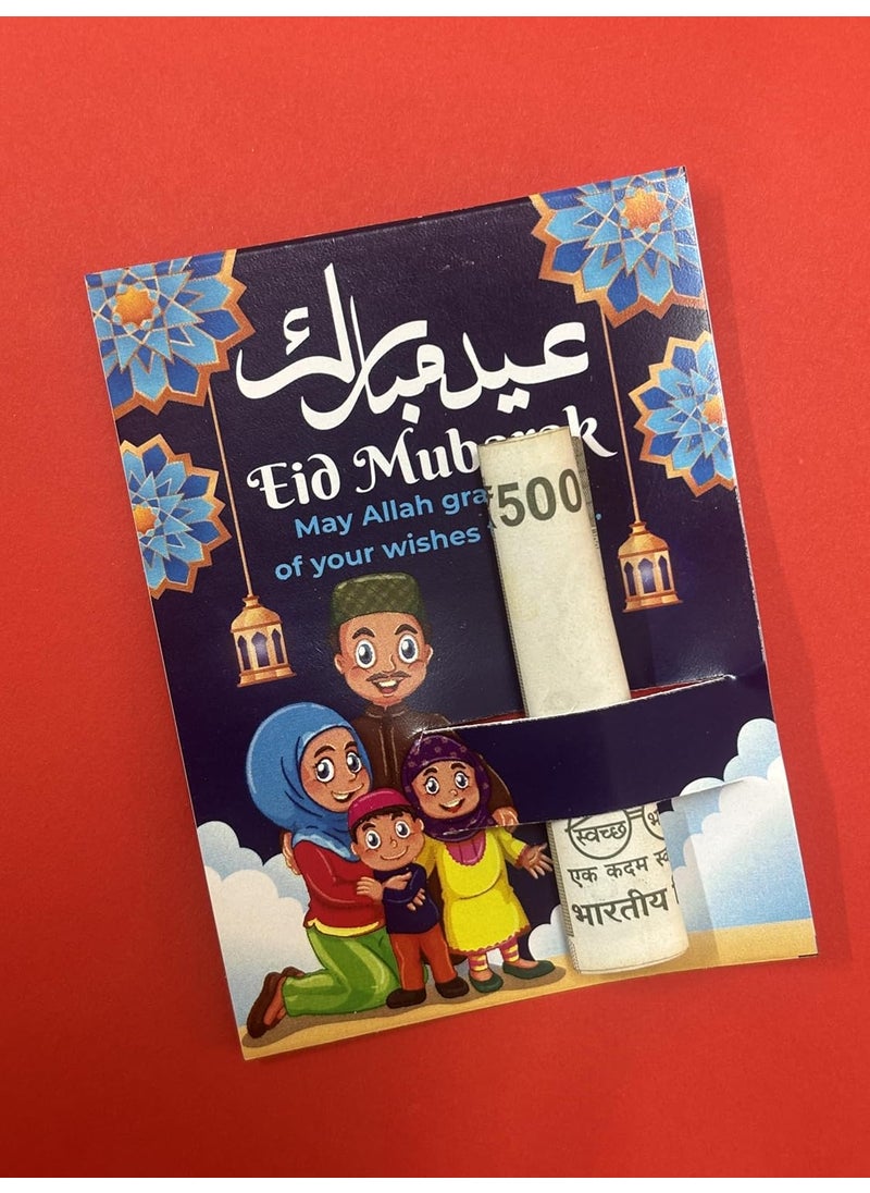 D2c D2C Cardstock Eid Mubarak Eidi Money Gift Cards with Currency Slots 39 x 29 inch Blue 120  - Image 2