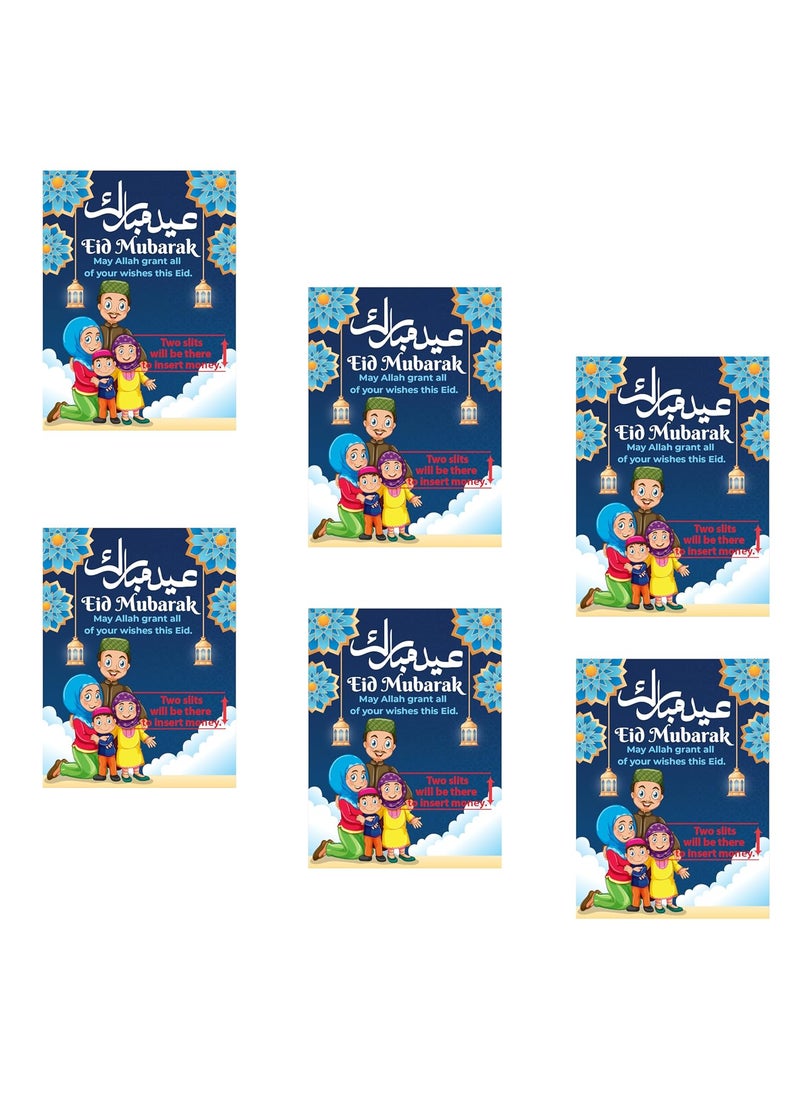 D2c D2C Cardstock Eid Mubarak Eidi Money Gift Cards with Currency Slots 39 x 29 inch Blue 120  - Image 1