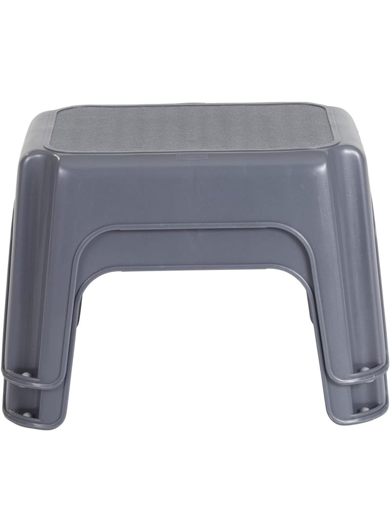 Rubbermaid One-Step Stool Bisque Holds up to 200 Pounds 7" Height Gray Durable Step Stool for Kids/Bathroom/Home/Office/Garage - Image 1