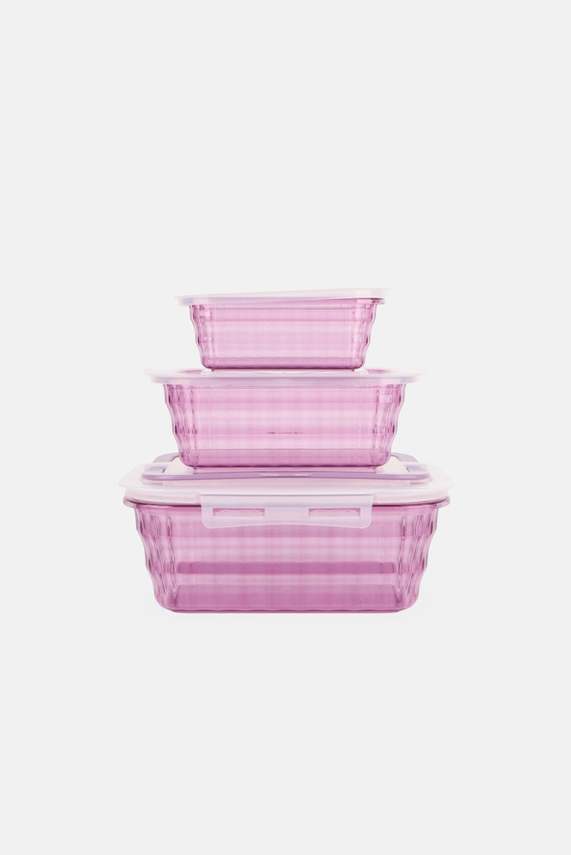 Alta 3 Pcs Plastic Jewel Food Storage Container, Purple - Image 1