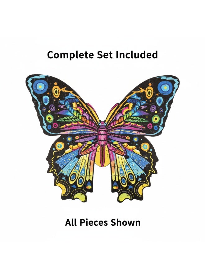 Y&D Wooden Jigsaw Puzzles 3D Animals Shaped Best Gift for Adults and Kids DIY Puzzle Piece Colorful Unique Butterfly Puzzles - Image 1