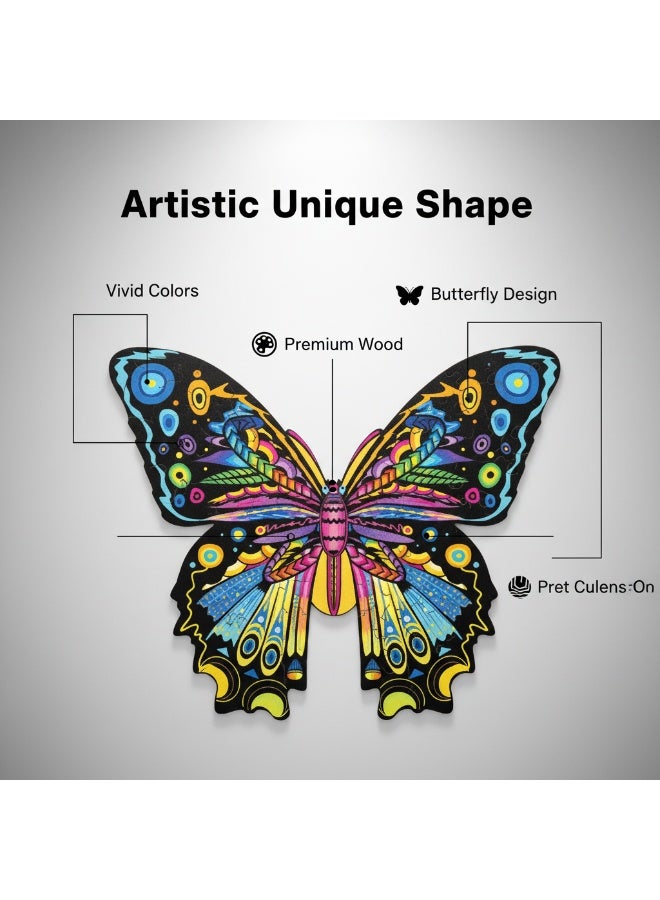 Y&D Wooden Jigsaw Puzzles 3D Animals Shaped Best Gift for Adults and Kids DIY Puzzle Piece Colorful Unique Butterfly Puzzles - Image 3