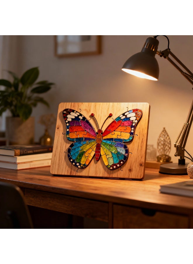 Y&D Wooden Jigsaw Puzzles 3D Animals Shaped Best Gift for Adults and Kids DIY Puzzle Piece Colorful Unique Butterfly Puzzles - Image 4