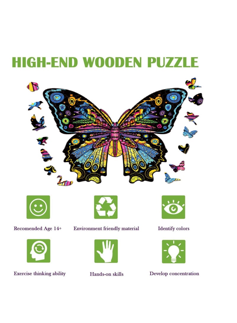 Y&D Wooden Jigsaw Puzzles 3D Animals Shaped Best Gift for Adults and Kids DIY Puzzle Piece Colorful Unique Butterfly Puzzles - Image 5