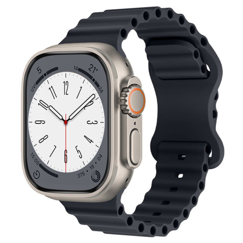 Apple Watch Band Ultra/iWatch 8/9/10 Dual Buckle Silicone Strap with 8-Shape Clasp - 22mm/24mm Compatible