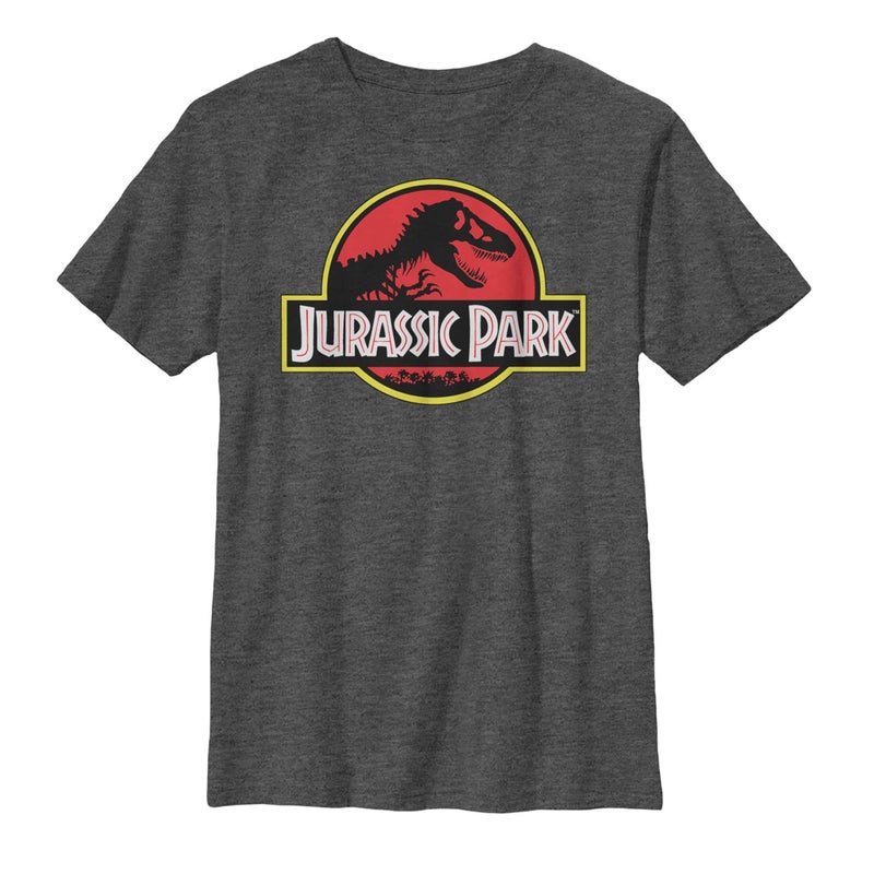 Jurassic Park Boy's Bold T Rex Logo T-Shirt - Charcoal Heather - Small - Image 4