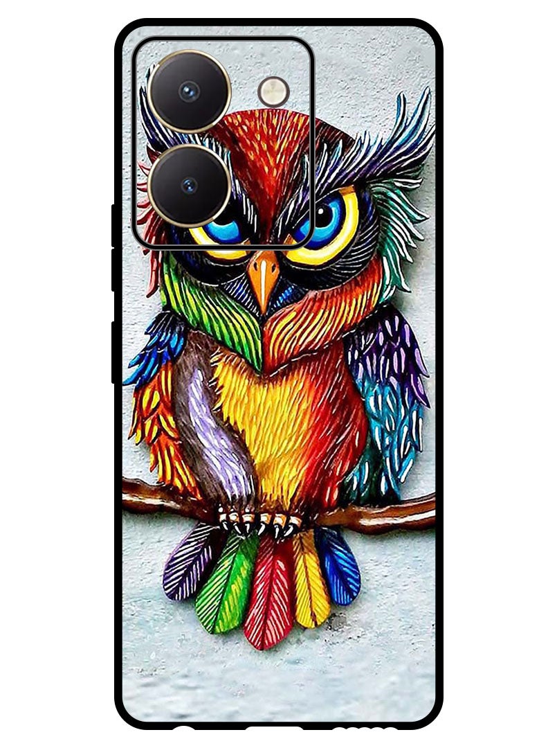 Theodor Protective Case Anti Scratch Shock Proof Bumper Cover For Vivo Y27s Paint Owl - Image 1