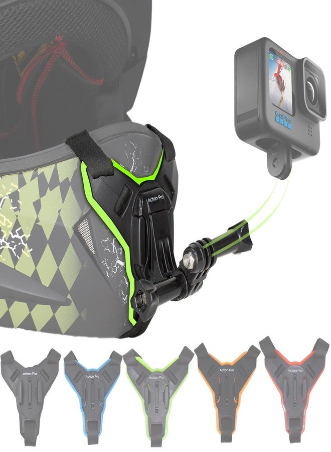 Action Pro Helmet Chin Mount Strap with J Hook Compatible with All Smartphones and GoPro 13 12 11 10 9 8 7 5 4 | SJCAM | DJI Osmo | Insta360 X4 X3 X2 & Other Action Cameras [Made in India] (Green) - Image 1