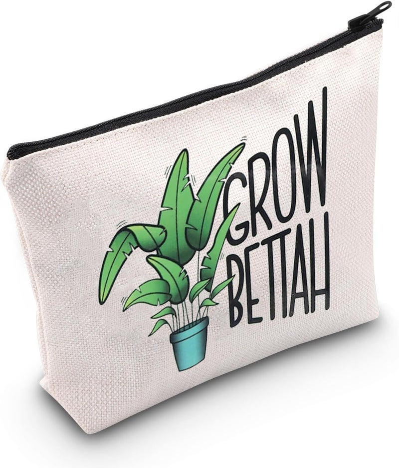 WCGXKO WCGXKO Tv Show Inspired Grow Bettah Plant Lover Crowley quote Zipper Pouch Makeup Bag (B-Grow Bettah)