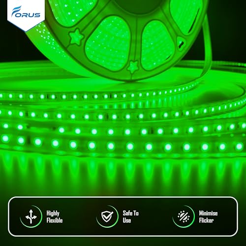 Forus LED Rope Light 5 Meter 6 Month Warranty, Outdoor Waterproof Decorative Cove Lights for Ceiling, Balcony, Home Decor, Interior Decoration, Flexible Profile Light for Diwali, Christmas -Green - Image 2