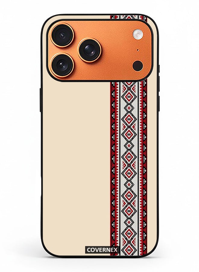 Covernex Apple iPhone 17 Pro Max Protective Case Cover Printed Featuring Traditional Tribal Embroidery Strip - Image 2