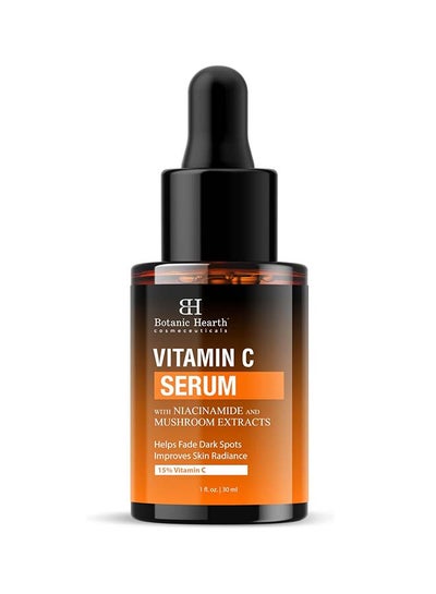 Botanic Hearth 15% Vitamin C Face Serum With Niacinamide, Hyaluronic Acid, Allantoin, Cica, Ferulic Acid And Vitamin E | Targets Dark Spots, Sun Damage, Wrinkles To Brighten And Even Tone Skin|