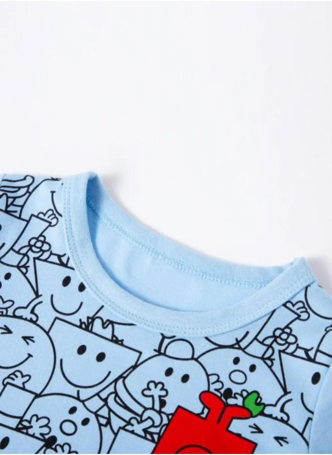 YUNIQEE Blue Printed Short Sleeve Crew Neck T-Shirt