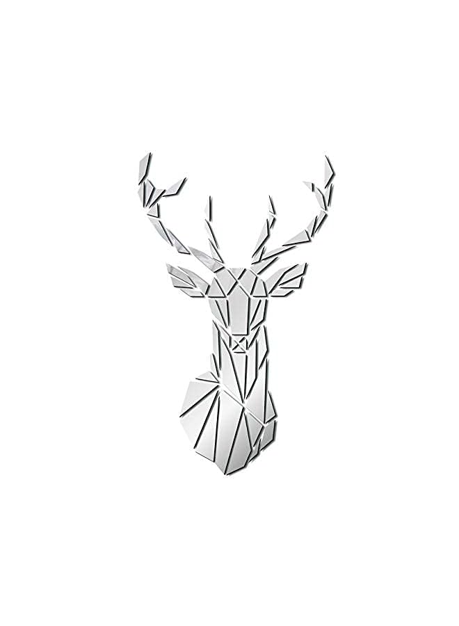 Zaboon Deer Head Acrylic Mirror Stickers Hunting Modern Home Decor Antler Deer Head Wall Art Stickers Decal Deer Hunters Gift Color : Silver Size : 86Cm X 51Cm Diaozhatian - Image 2